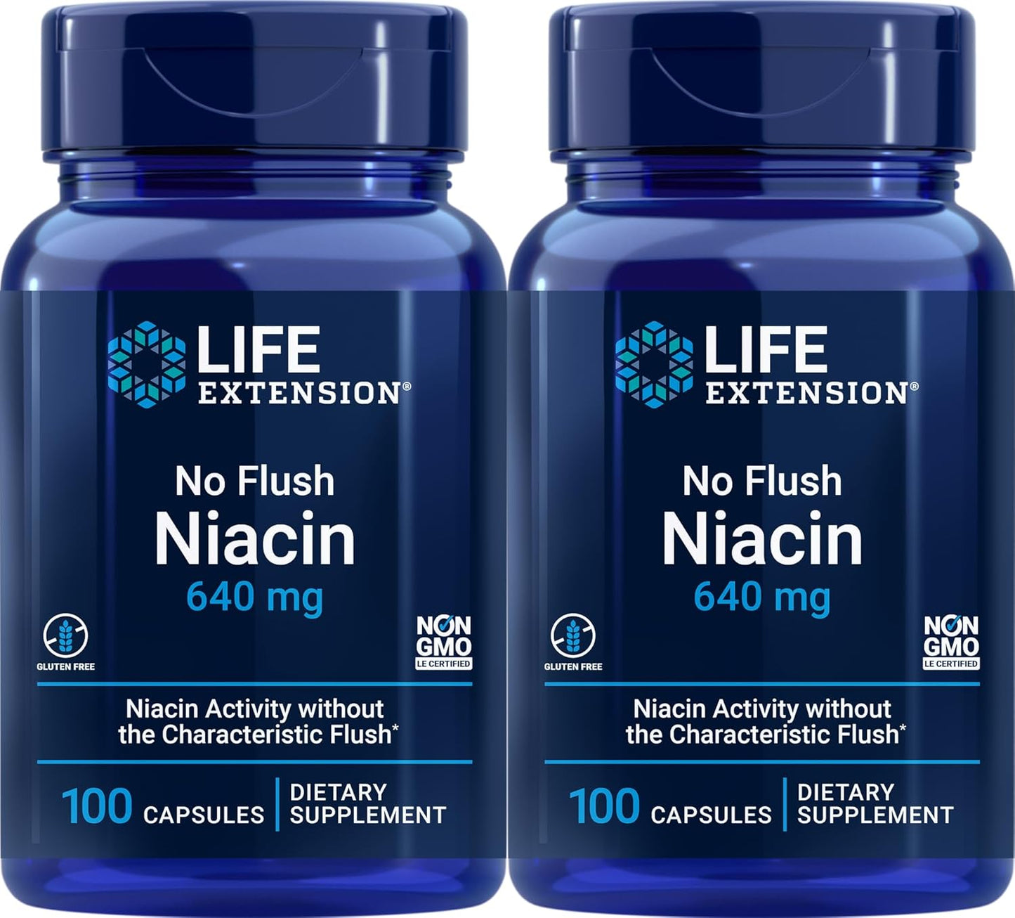 Life Extension No Flush Niacin, 640 mg, 100 Capsules (Pack of 2) - görsel 1