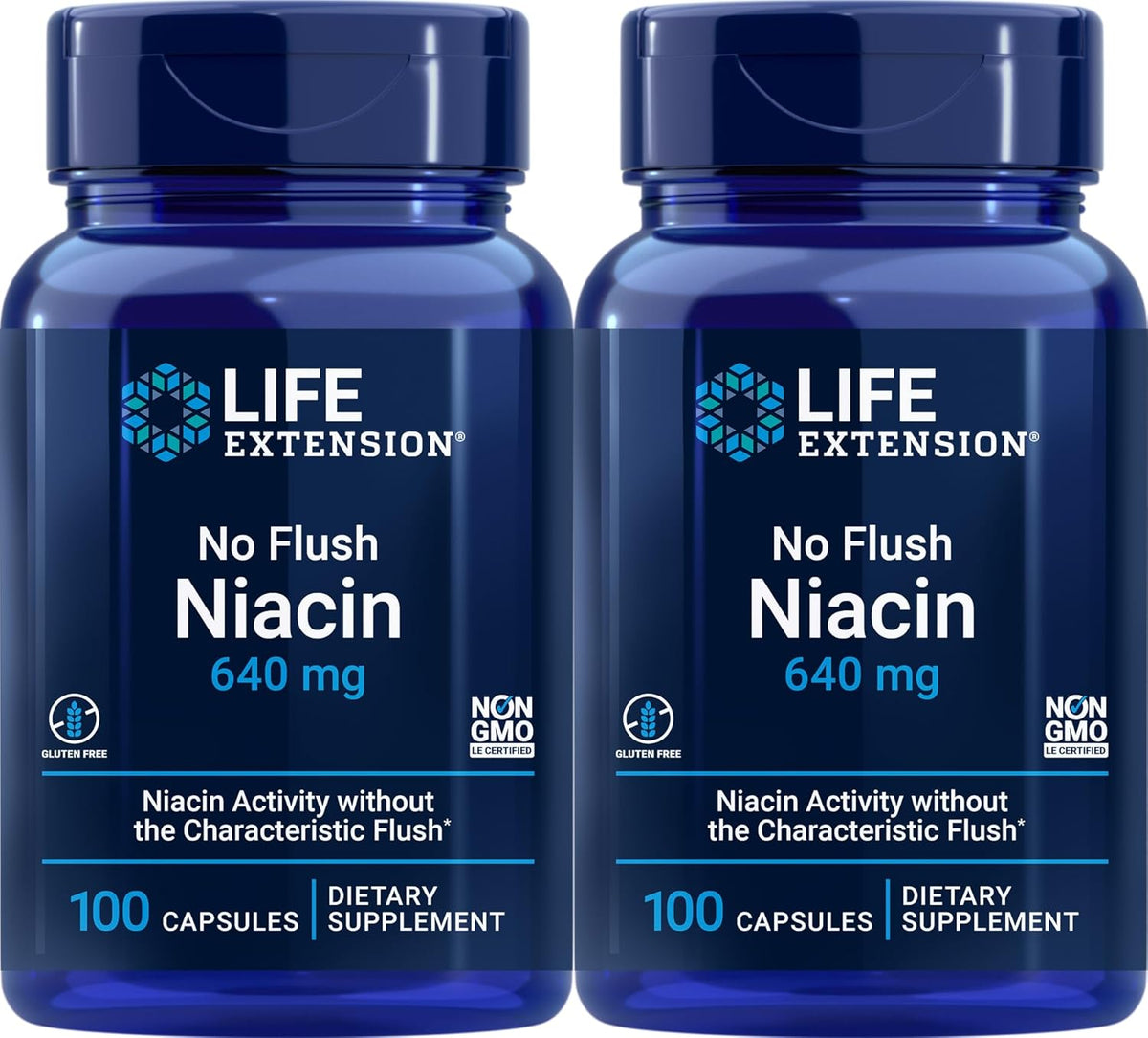 Life Extension No Flush Niacin, 640 mg, 100 Capsules (Pack of 2) - görsel 1