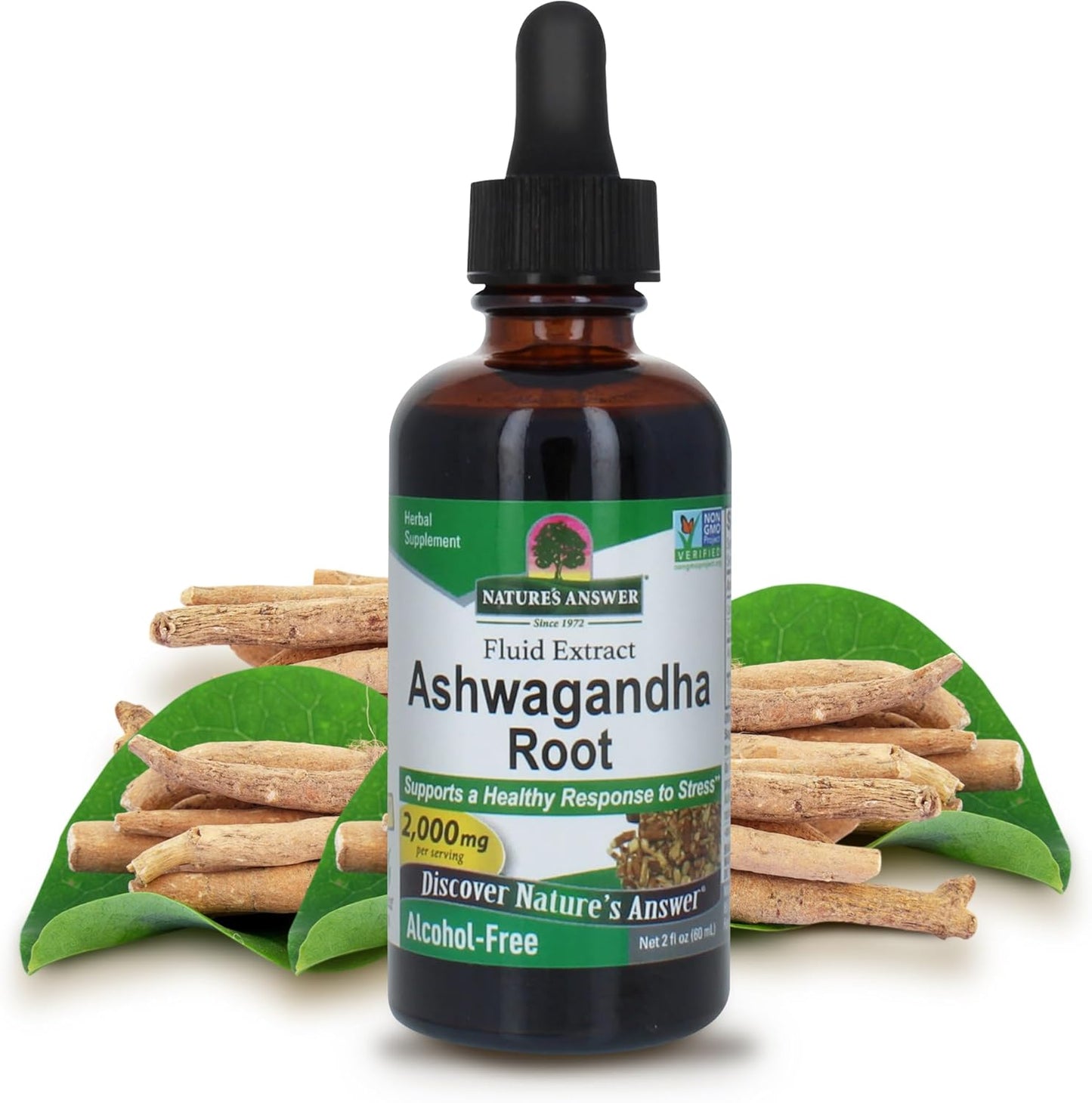 Nature's Answer Ashwagandha Root Extract – Alcohol-Free, Gluten-Free, Vegan – 60 ml (3-Pack) - görsel 1