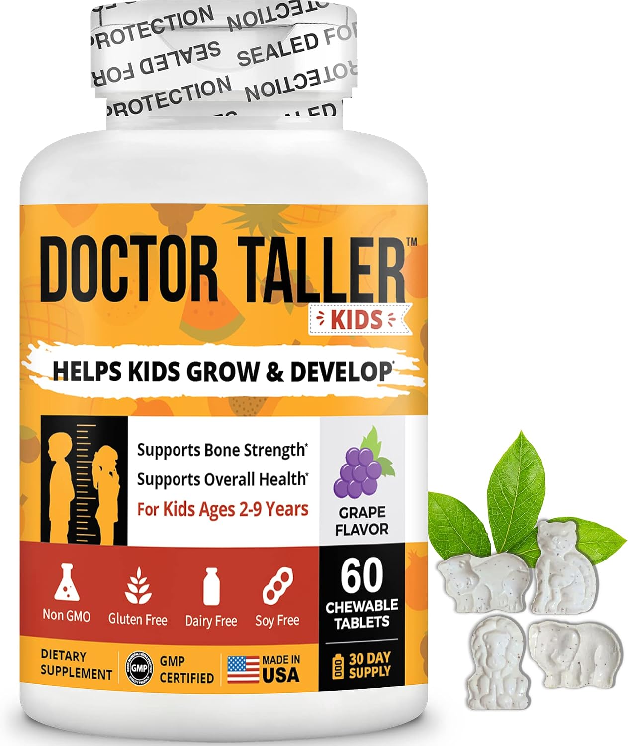 NuBest Doctor Taller Children - Multivitamin for Children Ages 2-9, Vegan Chewable Tablets, Grape Flavour - 60 Count - görsel 1