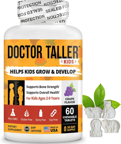 NuBest Doctor Taller Children - Multivitamin for Children Ages 2-9, Vegan Chewable Tablets, Grape Flavour - 60 Count