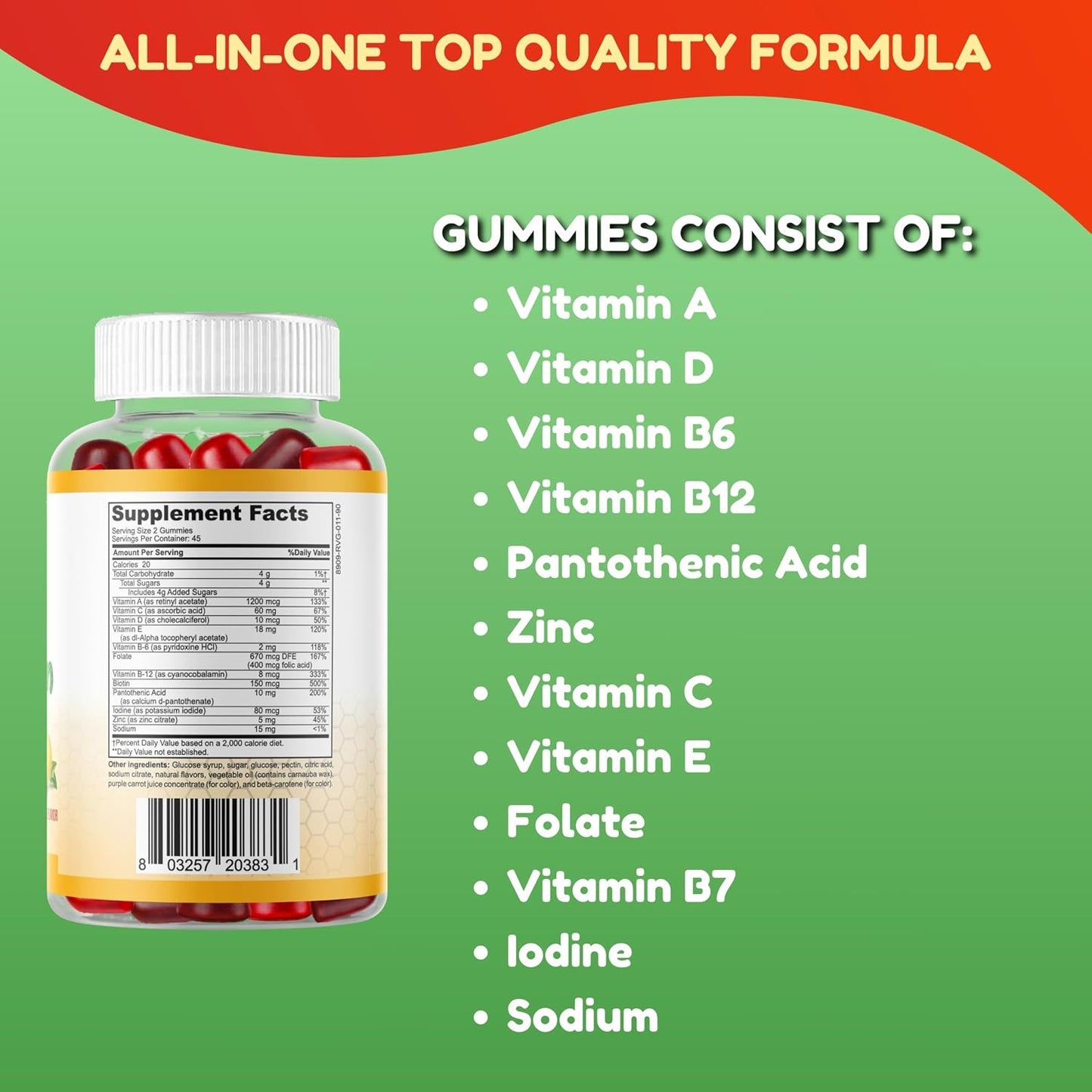 Halal & Vegetarian Multivitamin Gummies for Adults – 45 Servings - görsel 7