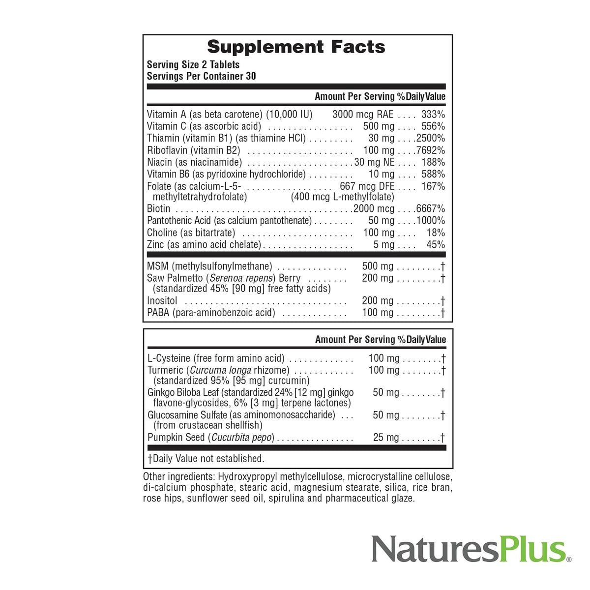 NaturesPlus Men's Ultra Hair Plus - Sustained Release - 60 Tablets - görsel 4