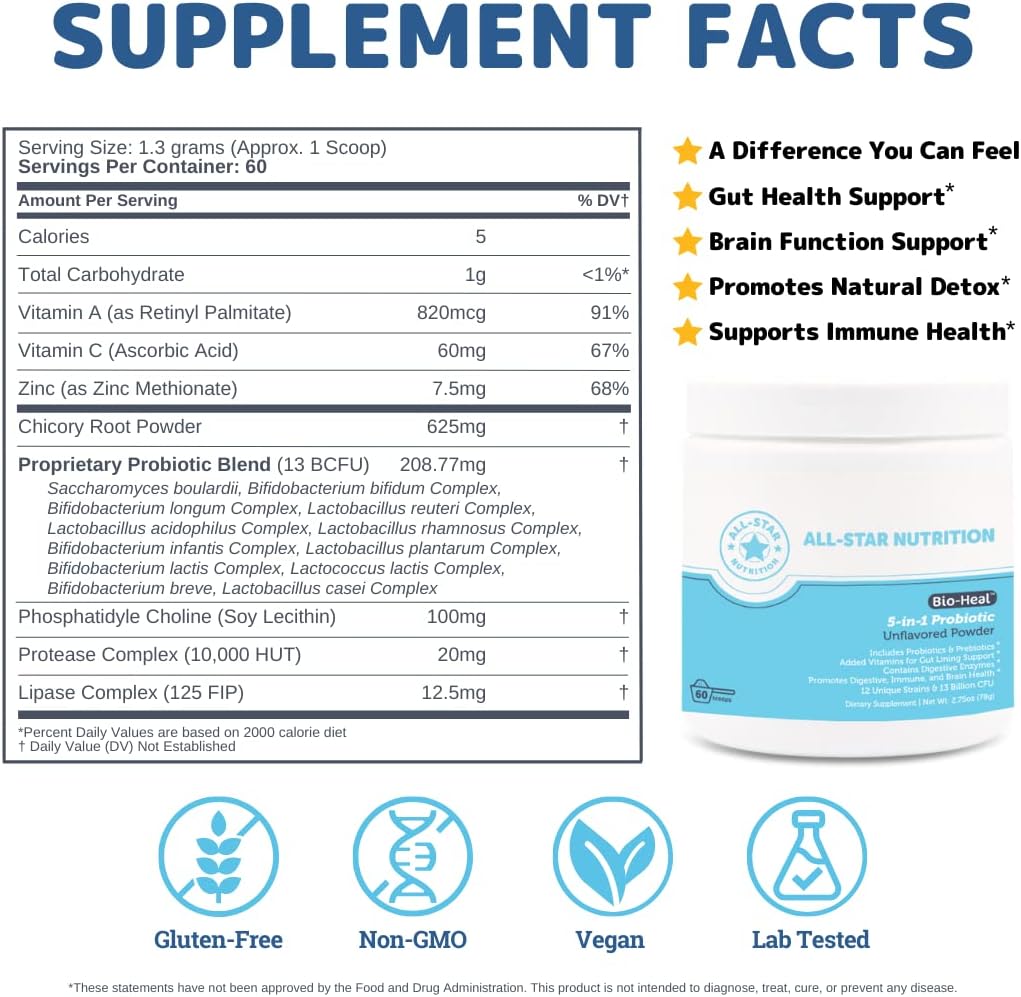 5-in-1 Bio-Heal® Probiotic for Kids, Men & Women (Powder) – Gut Health, Immune Support and Constipation Relief - görsel 2