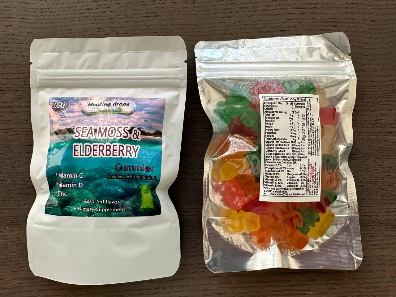 Irish Sea Moss Gummies – Raw Organic Wildcrafted Sun-Dried with Bladderwrack & Burdock Root – Keto Vegan Non-GMO (Elderberry) - görsel 4