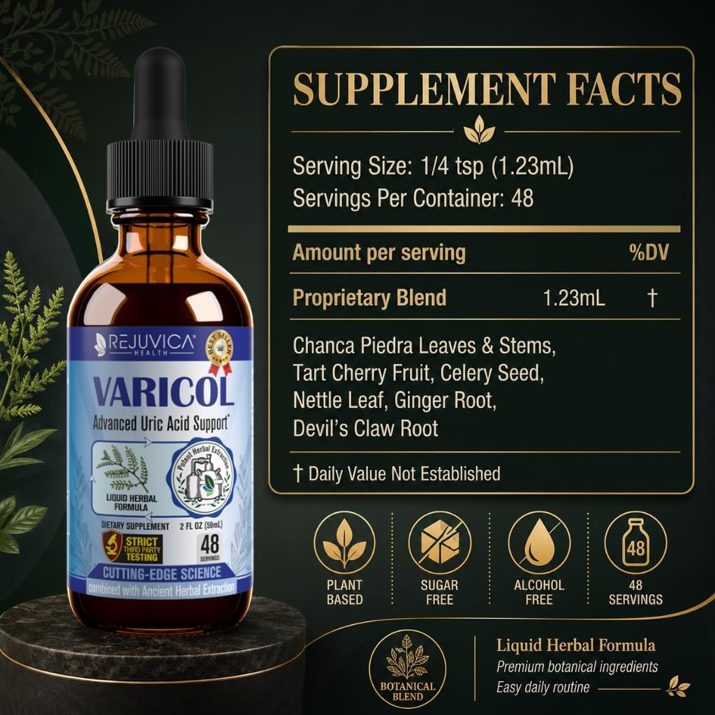 Varicol – Advanced Uric Acid Support Supplement – Liquid Formula – Tart Cherry, Chanca Piedra, Celery Seed, Ginger & More! - görsel 5
