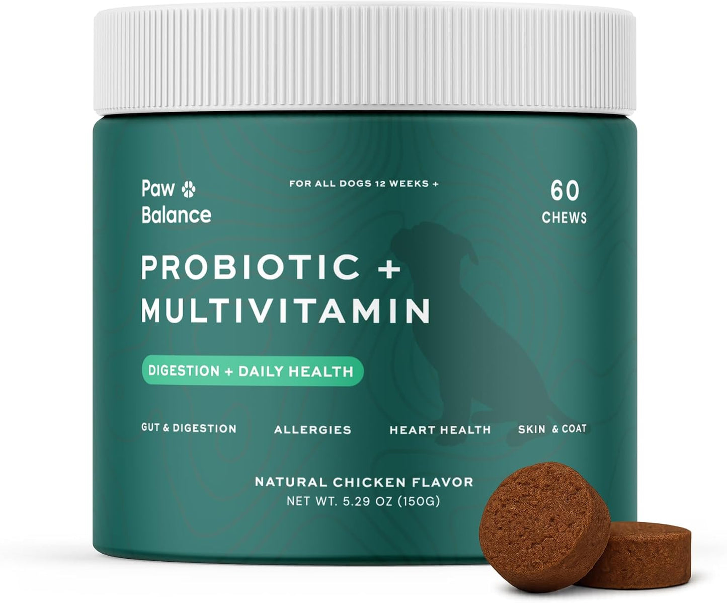 Paw Balance Dog Probiotics and Multivitamin Chews – Digestive Health, Immune Support, Seasonal Sensitivity Relief, 60 Soft Chews - görsel 1