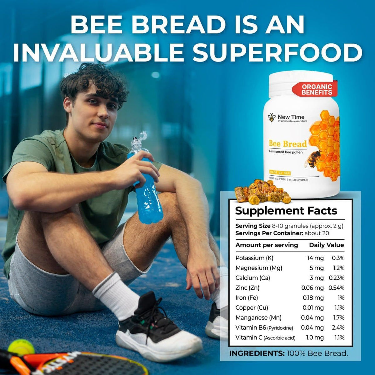 Organic Bee Bread - Natural Fermented Pollen, Multivitamin, Superfood for Men and Women, Vital Proteins, Immune Support & Energy Supplement - görsel 5