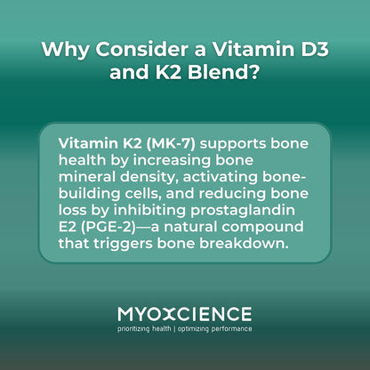 MYOXCIENCE Vitamin D3 + K2 Essential Micronutrients | 6,000 IU D3 & 150 mcg K2 MK-7 | 90 Vegetarian Capsules