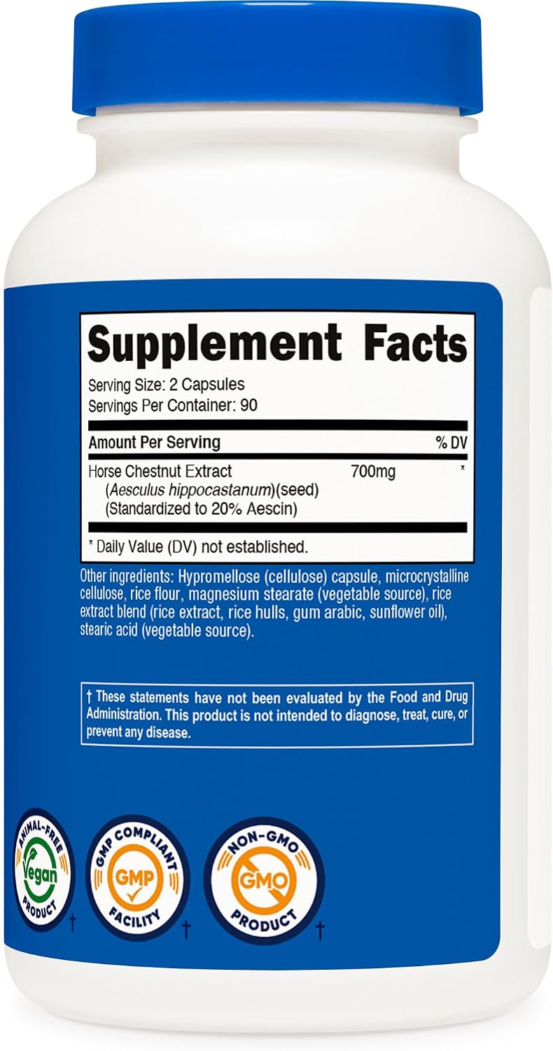 Nutricost Horse Chestnut Extract Capsules 700 mg Per Serving, 180 Capsules - Non-GM, Vegan - görsel 5