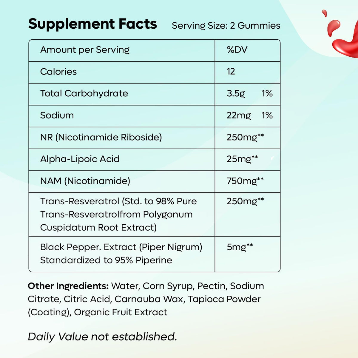 FEMGAIN NAD Gummies, 1000mg NAD+ Supplement - Sugar-Free Nicotinamide Riboside & Resveratrol, Watermelon Flavour – Image 2
