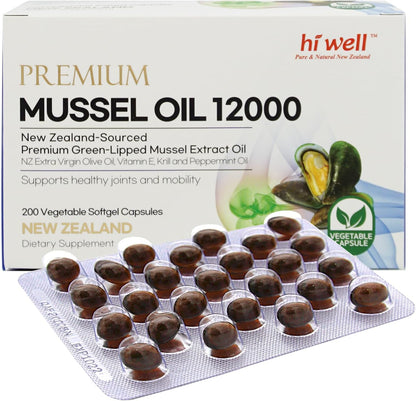 Hi Well Premium New Zealand Green-Lipped Mussel Oil - 200 Soft gel capsule Capsules
