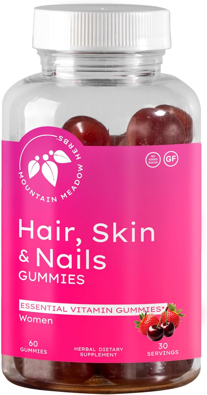 Mountain Meadow Herbs Hair, Skin and Nails Gummies - Essential Daily Support with Biotin (60 Count) - görsel 1