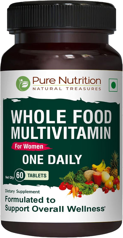 Pure Nutrition Whole Food Multivitamin for Women | 60 Tablets | One-A-Day | 100% NRV | 24 Natural Vitamins and Minerals