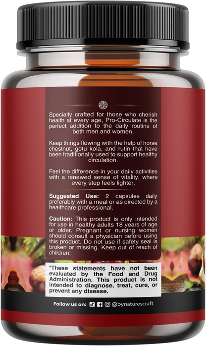 Natures Craft Vein Support Supplement – Vegan, Non-GM, 120 Capsules
