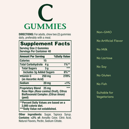 Nature's Bounty Vitamin C Gummies, Orange, 250mg, 80 Gummies