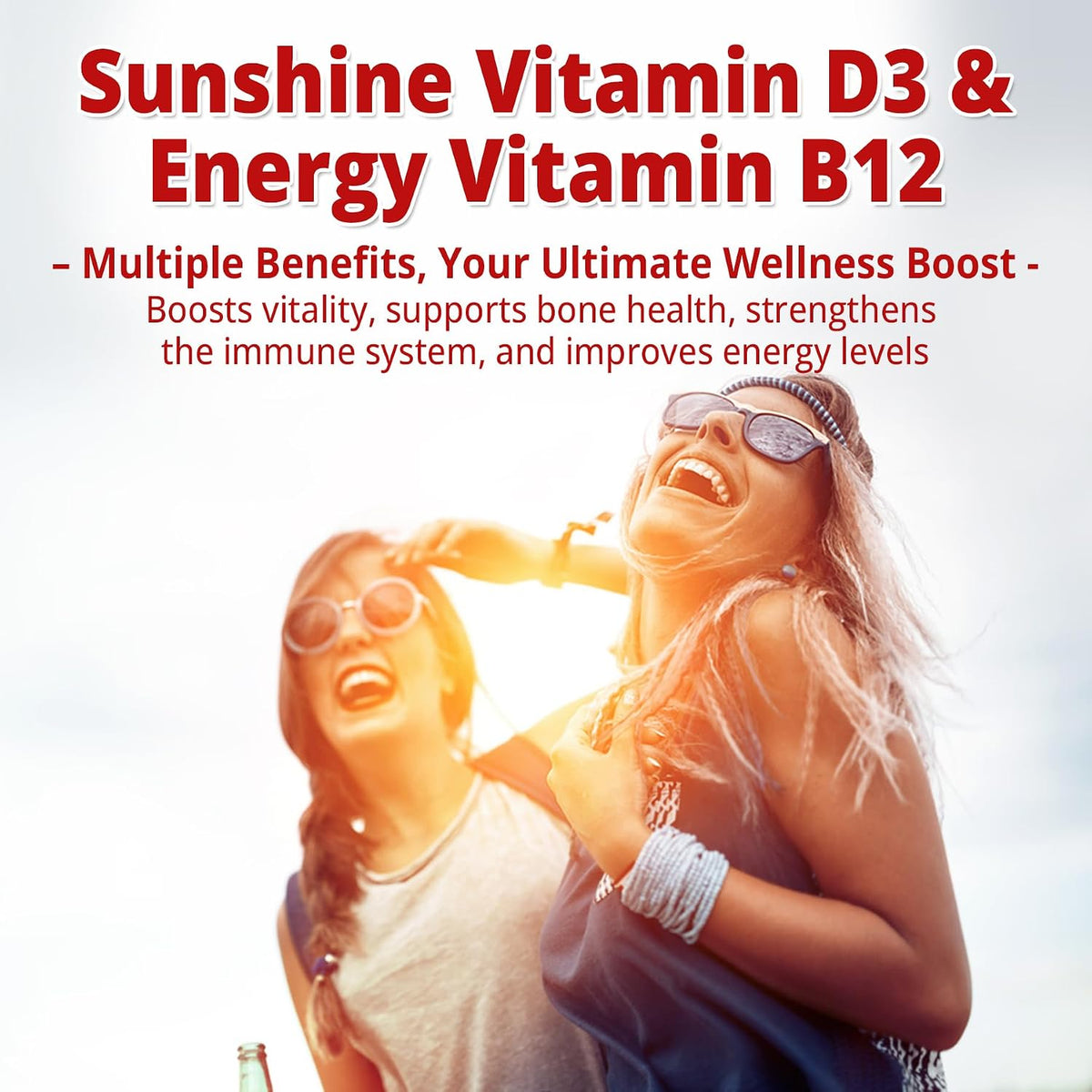 NEVISS 2-Pack Vegan Vitamin D3 + Vitamin B12 Gummies, High Potency D3 5000IU & 1000mcg Methylated B12, Vitamin D3 and B12 for Adults, Support Bone Health, Immune & Energy Supplement, 120 Count - görsel 4
