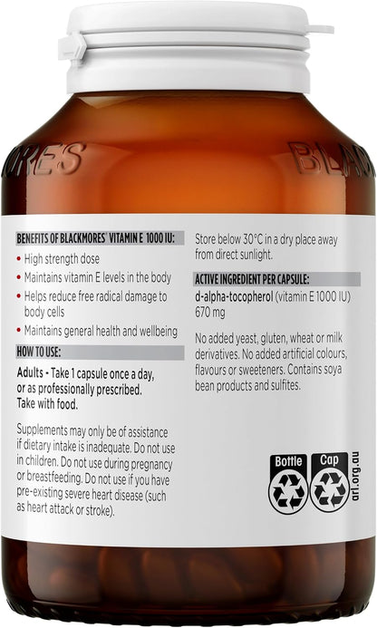 Blackmores Natural E 1000IU 100 Capsules