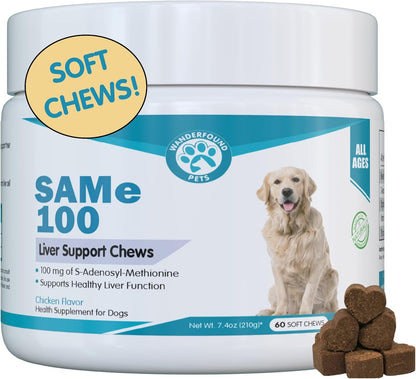 Pawsitive SAMe 100 Liver Support for Dogs - Bacon Flavoured Chewable Tablets (30 Count)