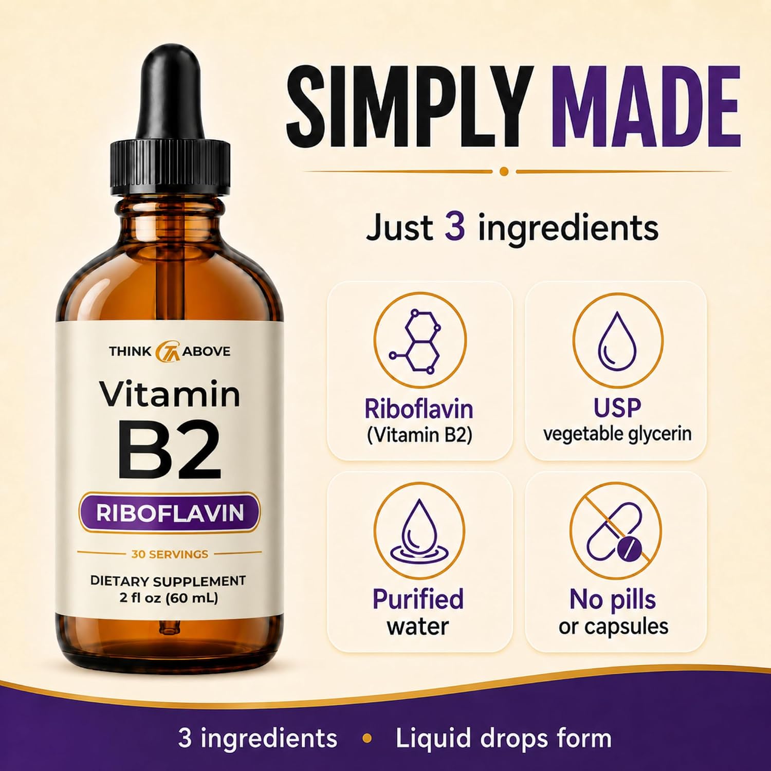 Think Above Vitamin B2 (Riboflavin) Liquid Drops - 60 ml - görsel 7