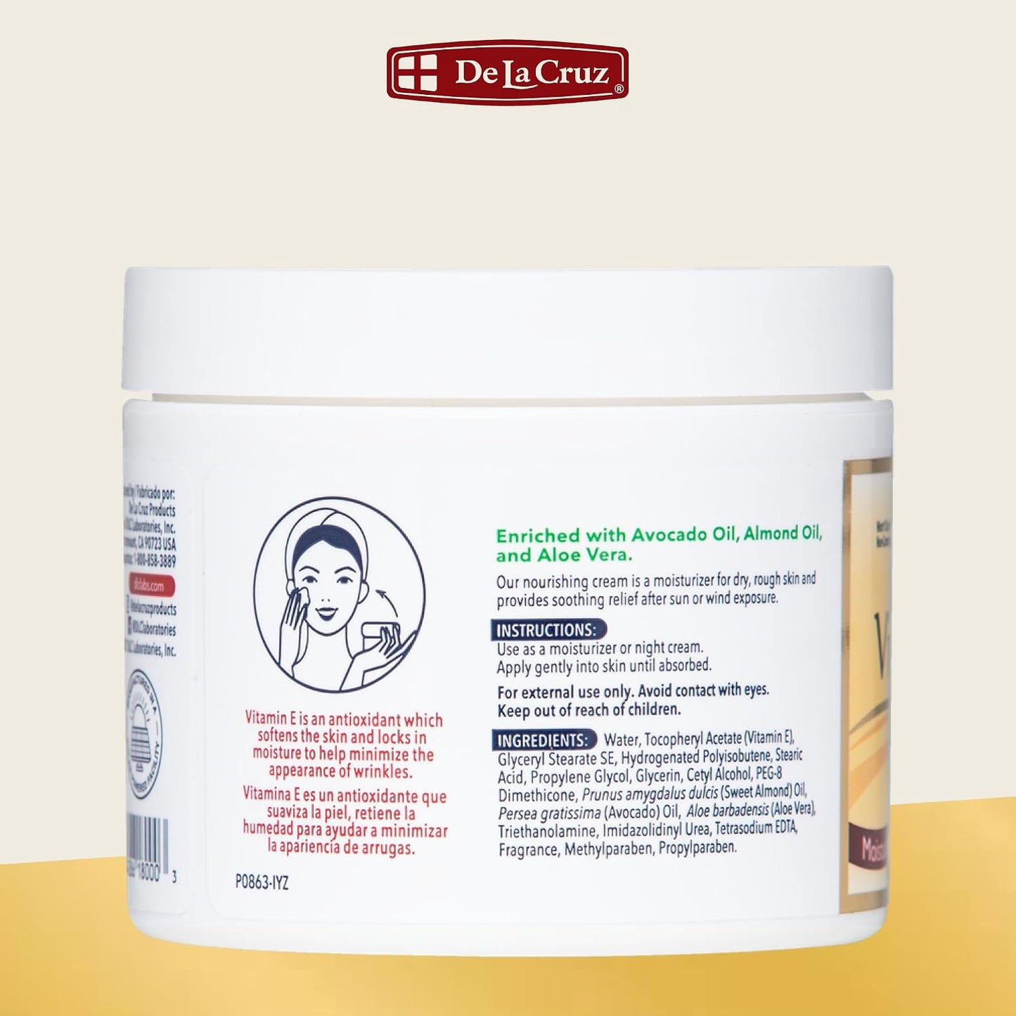 De La Cruz Vitamin E Cream Moisturiser for Face and Neck - 113 g - görsel 7