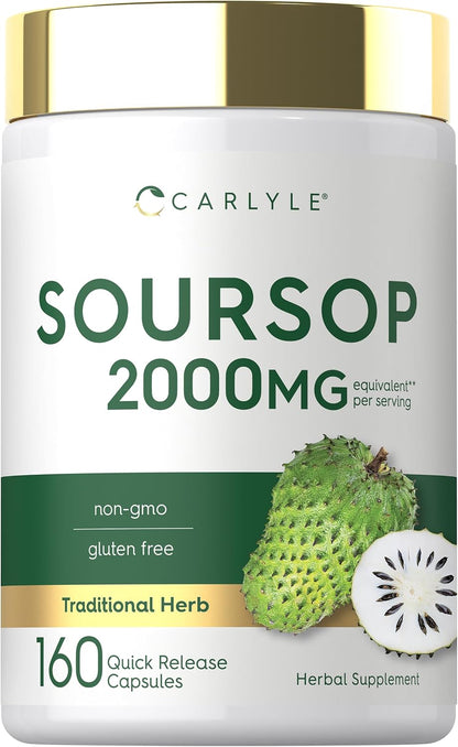 Carlyle Soursop Leaves, 160 Capsules - Traditional Herbal Food Supplement