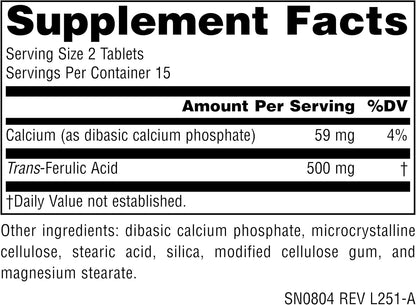 Source Naturals Athletic Series, Trans-Ferulic Acid, Antioxidant Support - 250 mg - 30 Tablets