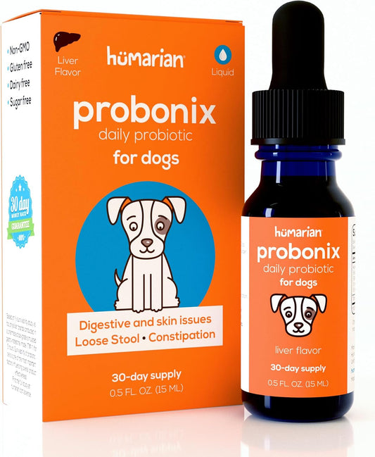 Humarian Probonix Liquid Probiotics for Dogs – 8-Strain Dog Probiotic Drops – Liver Flavour – 30-Day Supply