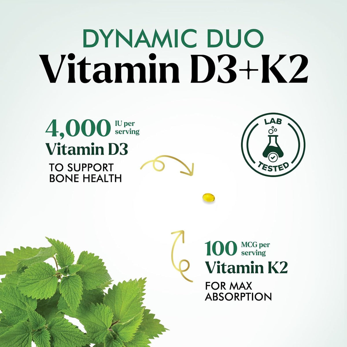 Nature's Peak Vitamin D3 K2 - High Strength 4000 IU D3 + K2 MK7 - 120 Soft gel capsules - görsel 6