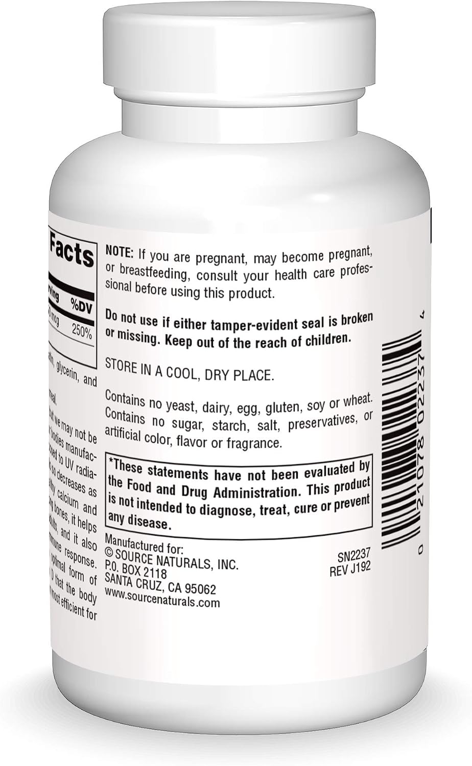 Source Naturals Vitamin D-3 2000 IU - 200 Softgels - görsel 2