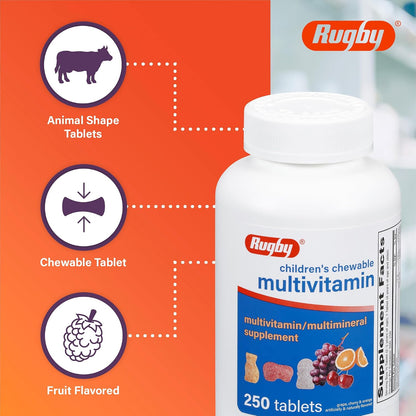 Rugby Children's Chewable Multivitamin Tablets - 250 Tablets