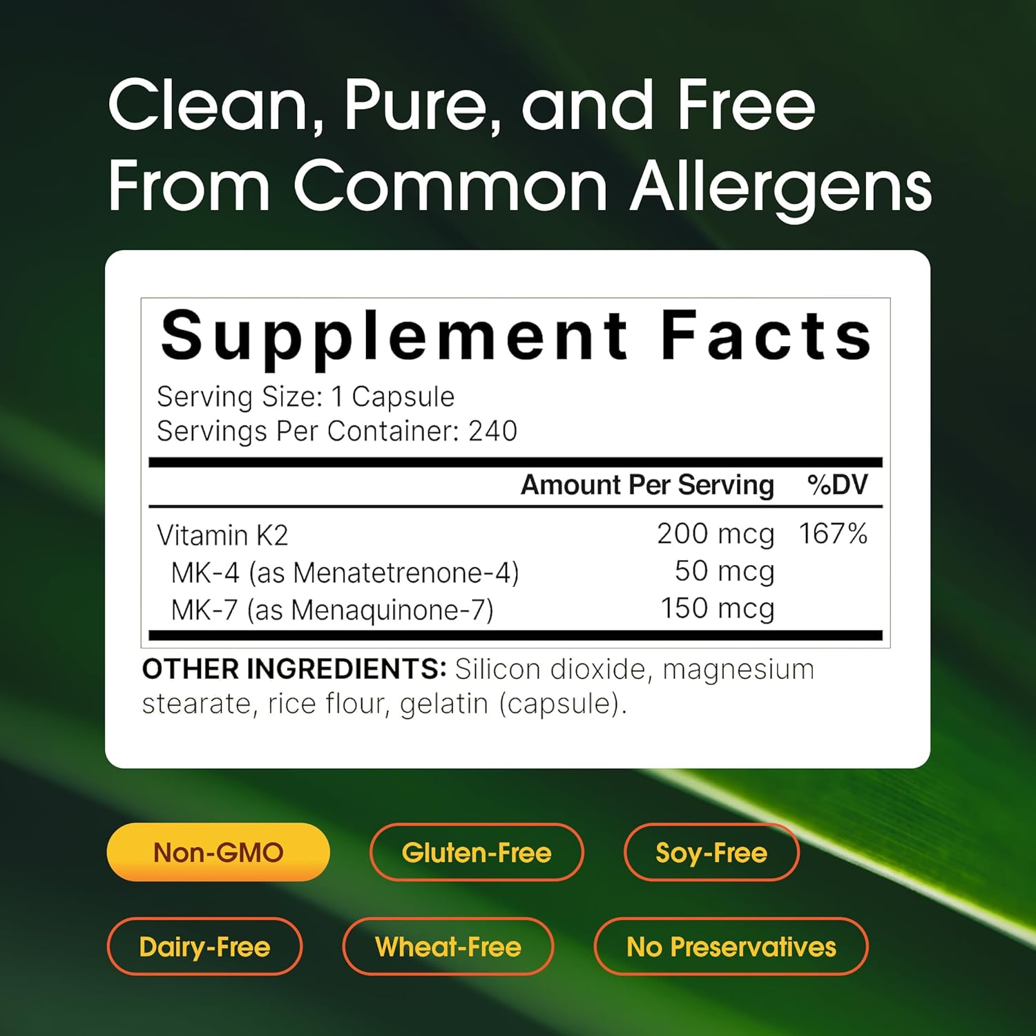 NatureBell Vitamin K2 200mcg Double Strength - 240 Capsules - görsel 3