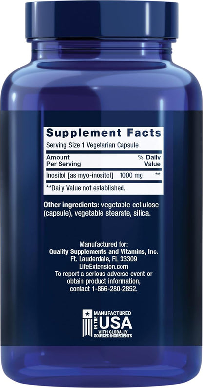 Life Extension Inositol Caps – 1000 mg, Myo-Inositol – Mood Health, Wellbeing, Healthy Metabolism, Hormone Balance – Gluten-Free, Non-GM, Vegetarian – 360 Capsules