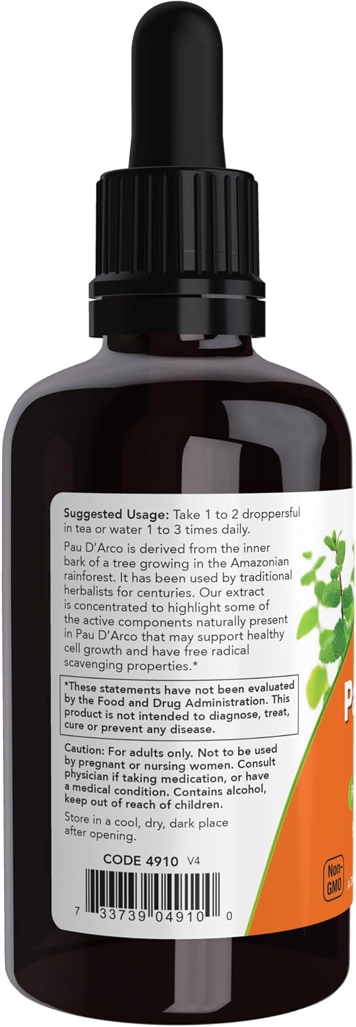 NOW Foods Pau D'Arco Extract Liquid – 2 oz - görsel 3