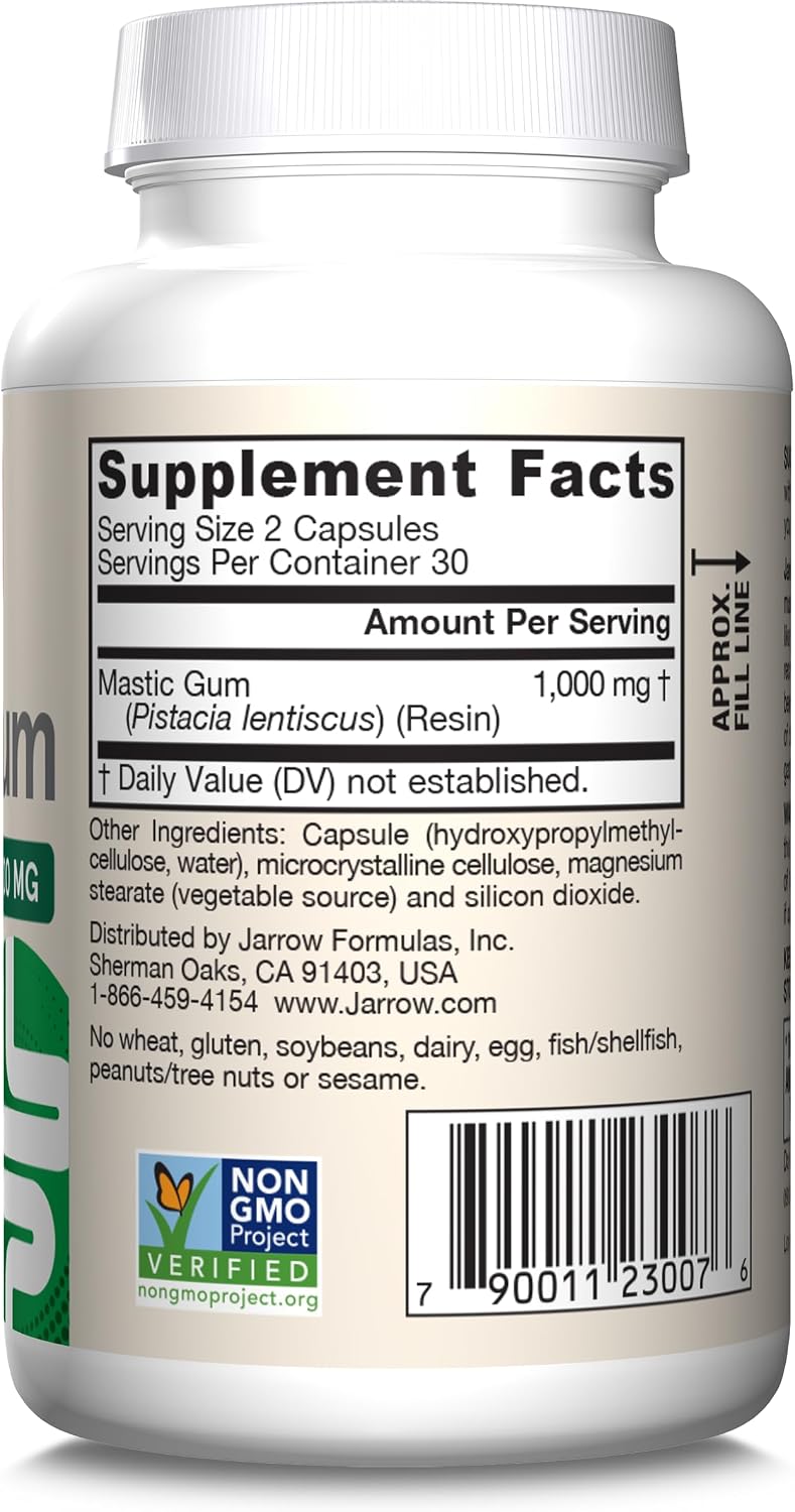 Jarrow Formulae Mastic Gum 1000 mg – 60 Vegetarian Capsules - görsel 7
