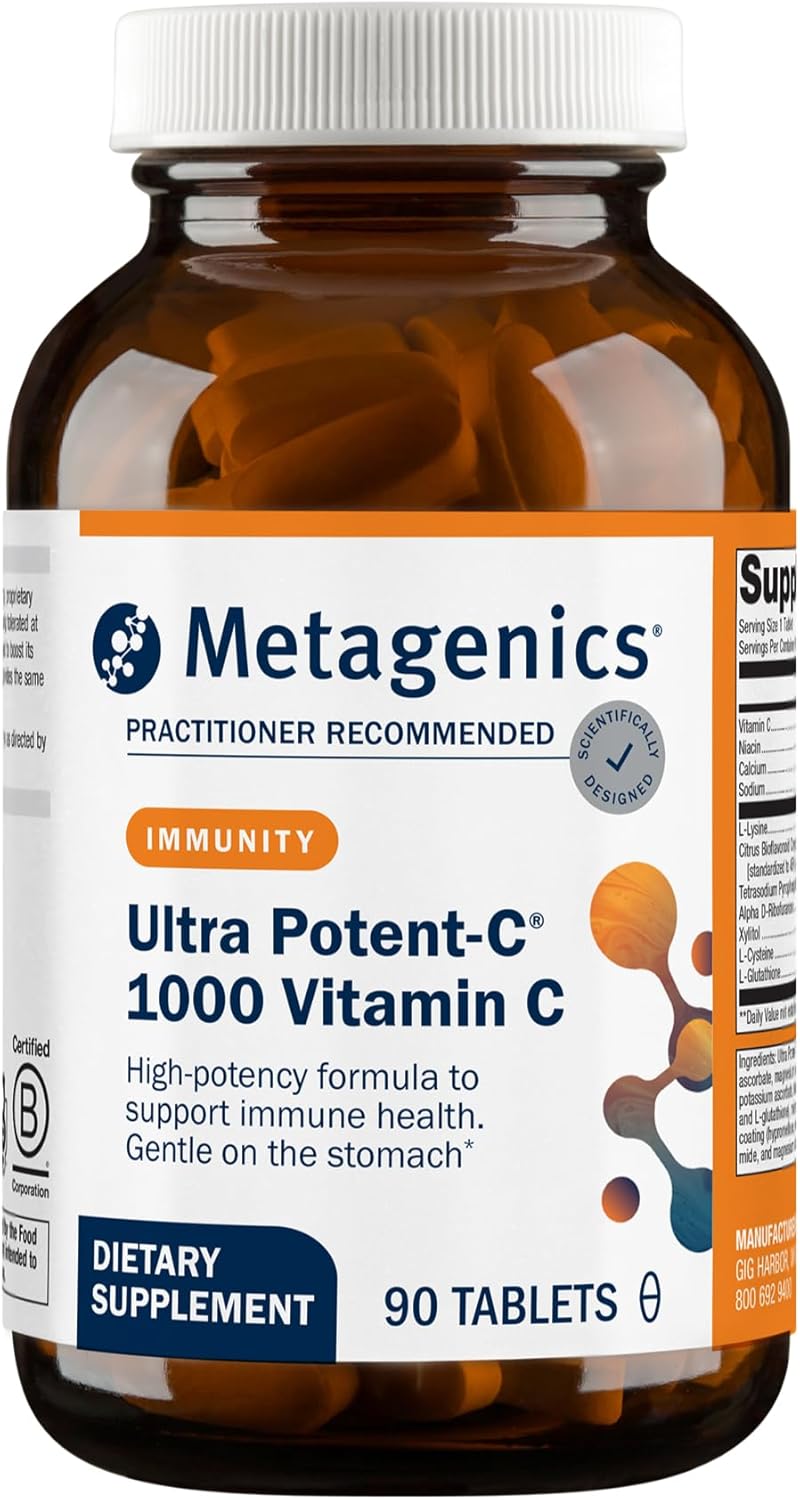 Metagenics Ultra Potent-C 1000 - Buffered Vitamin C Supplement with Antioxidant Support - Supports Immune Health, Collagen Formation & Stomach Comfort - Non-GM & Gluten-Free - 90 Tablets - görsel 1