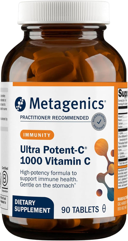 Metagenics Ultra Potent-C 1000 - Buffered Vitamin C Supplement with Antioxidant Support - Supports Immune Health, Collagen Formation & Stomach Comfort - Non-GM & Gluten-Free - 90 Tablets