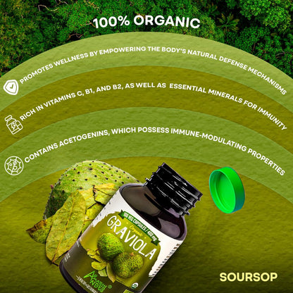 Amazon Andes Organic Graviola Leaf Capsules – 400mg (100 Capsules)