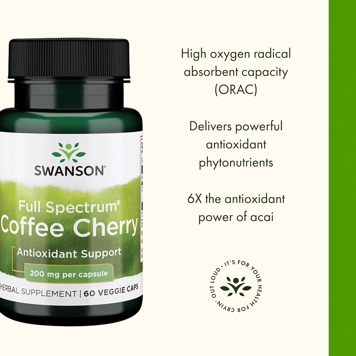 Swanson Full Spectrum Coffee Cherry - Antioxidant Supplement - Cognitive & Cellular Support - 60 Vegan Capsules - görsel 4
