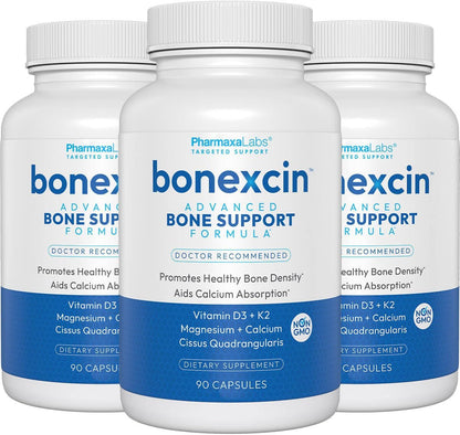 Bonexcin Advanced Bone Support Formula – Calcium, Magnesium, Vitamin D3 & K2 – 90 Capsules (Pack of 3)
