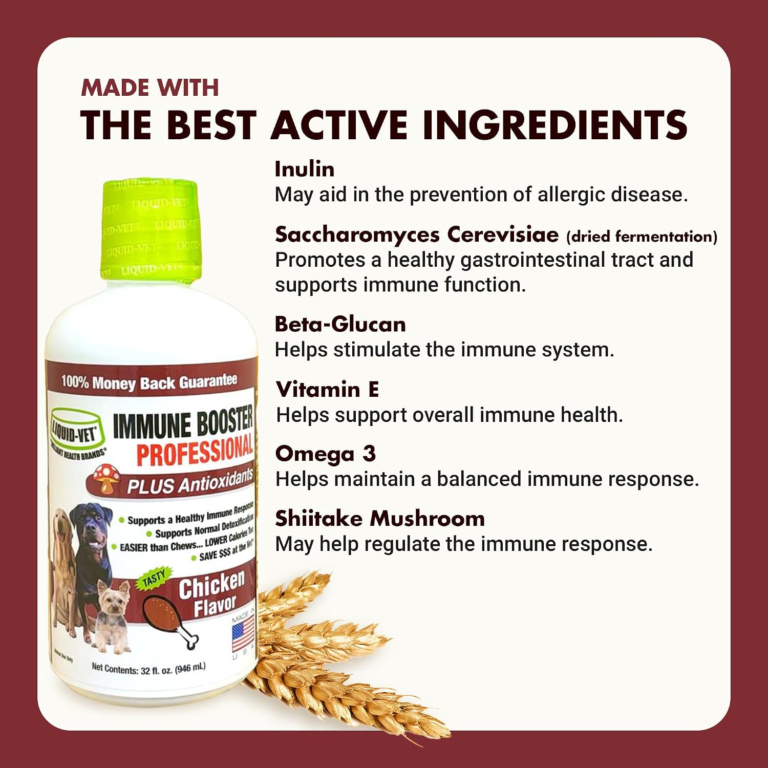 Liquid-Vet Immune Support for Dogs – Antioxidant Protection & Gut Health – Inulin, Beta-Glucan & Omega-3s / Fish Oil & More – Made for Picky Eaters - görsel 4