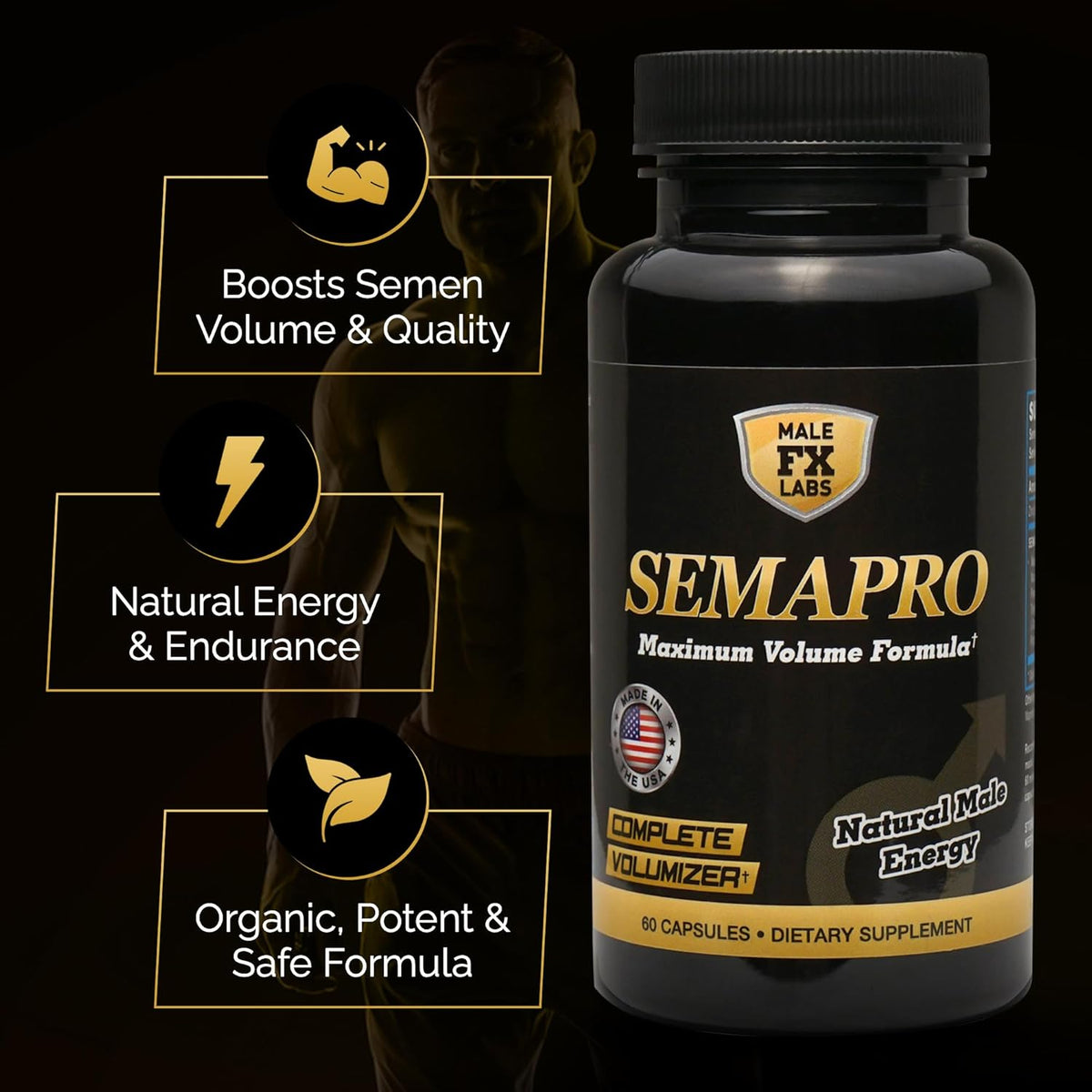 Extreme Semen Volumiser and Male Energy Formula - All Natural Endurance, Stamina & Seminal Health - 60 Capsules (1 Month Supply) - görsel 3