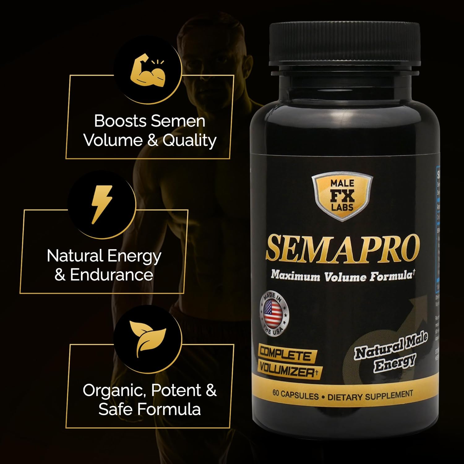 Extreme Semen Volumiser and Male Energy Formula - All Natural Endurance, Stamina & Seminal Health - 60 Capsules (1 Month Supply) - görsel 3
