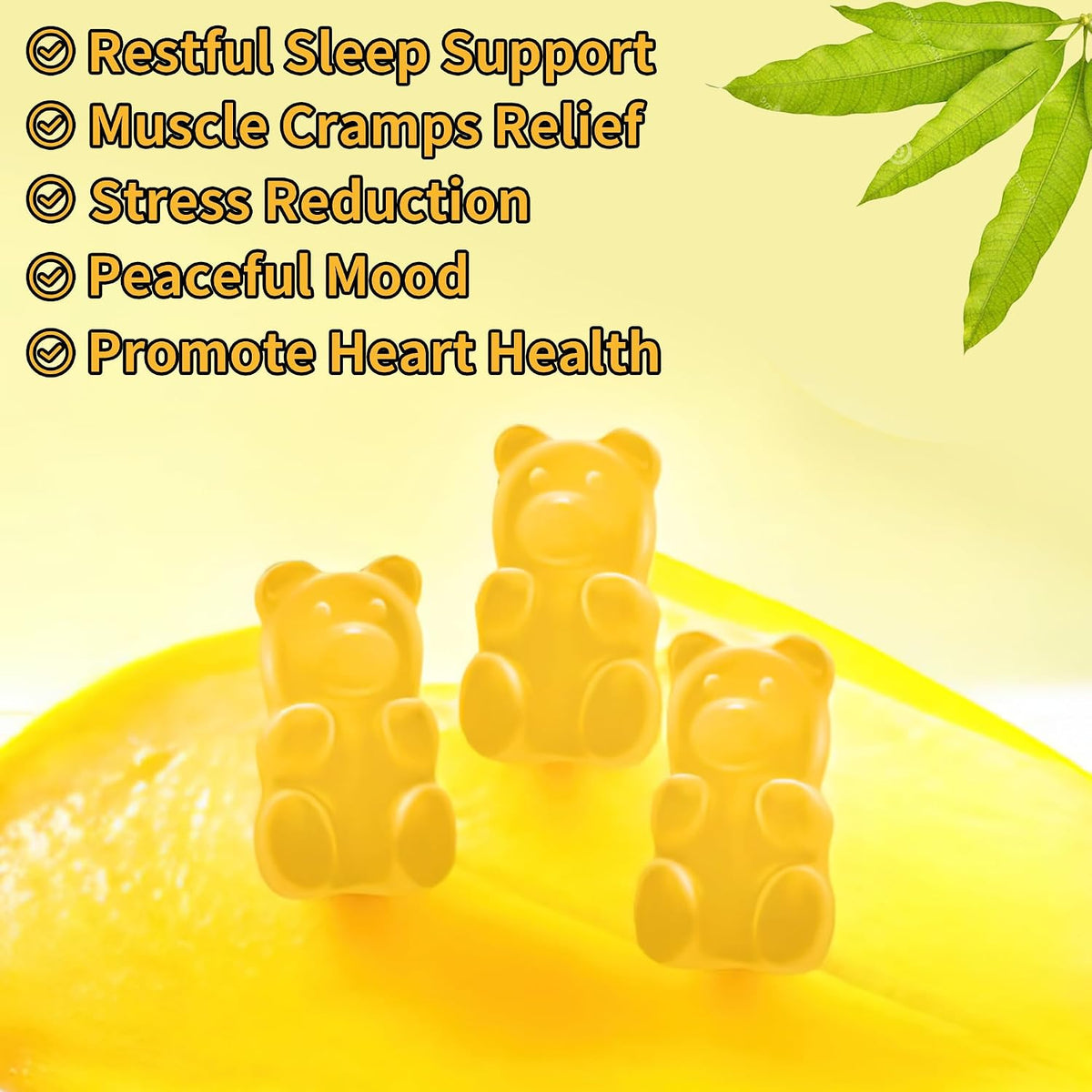 90 CT Magnesium Glycinate Gummies 1000mg - Sugar Free Magnesium Potassium Supplement with Vitamin D, B6, CoQ10 for Calm Mood & Sleep Support - 90 Mango Pineapple Gummies - görsel 4