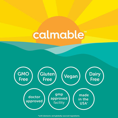 Calmable Stress Relief Aid for Teens - Vitamin B6, L-Theanine & Ashwagandha - Vegan Food Supplement - 60 Capsules