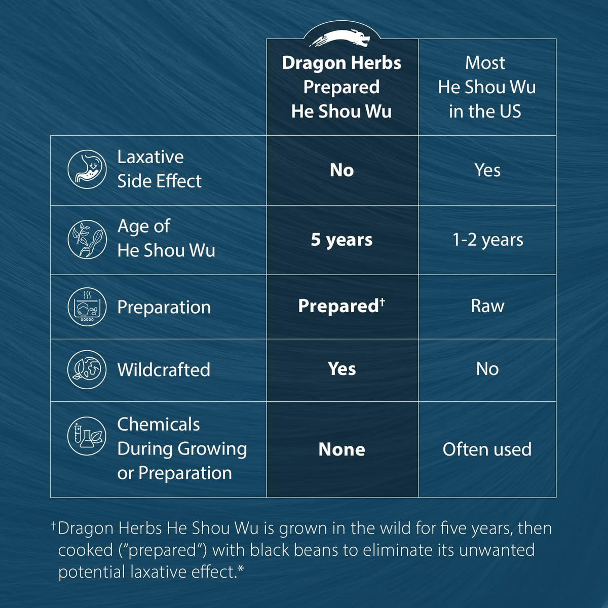 Dragon Herbs He Shou Wu - Prepared He Shou Wu Supplement, 100 Capsules - görsel 3