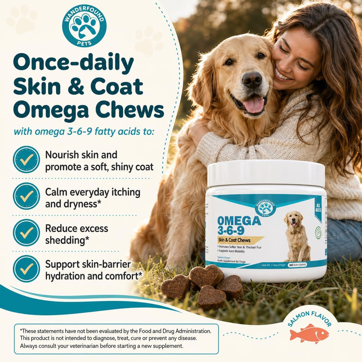 Wanderfound Pets Omega-3 for Dogs – Skin and Coat Fish Oil Soft Chews - görsel 2
