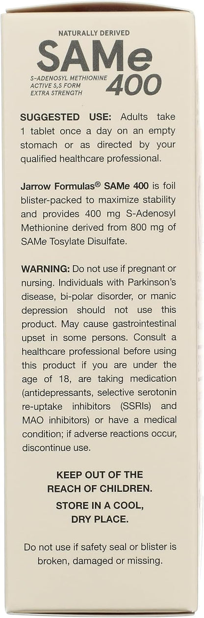 Jarrow Formulae SAM-e 400 mg, 30 Tablets