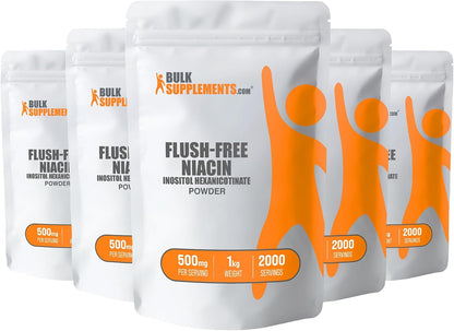 BulkSupplements.com Flush Free Niacin Powder - Inositol Hexanicotinate, Vitamin B3 Food Supplement, 500mg per Serving, 5kg (Pack of 5)