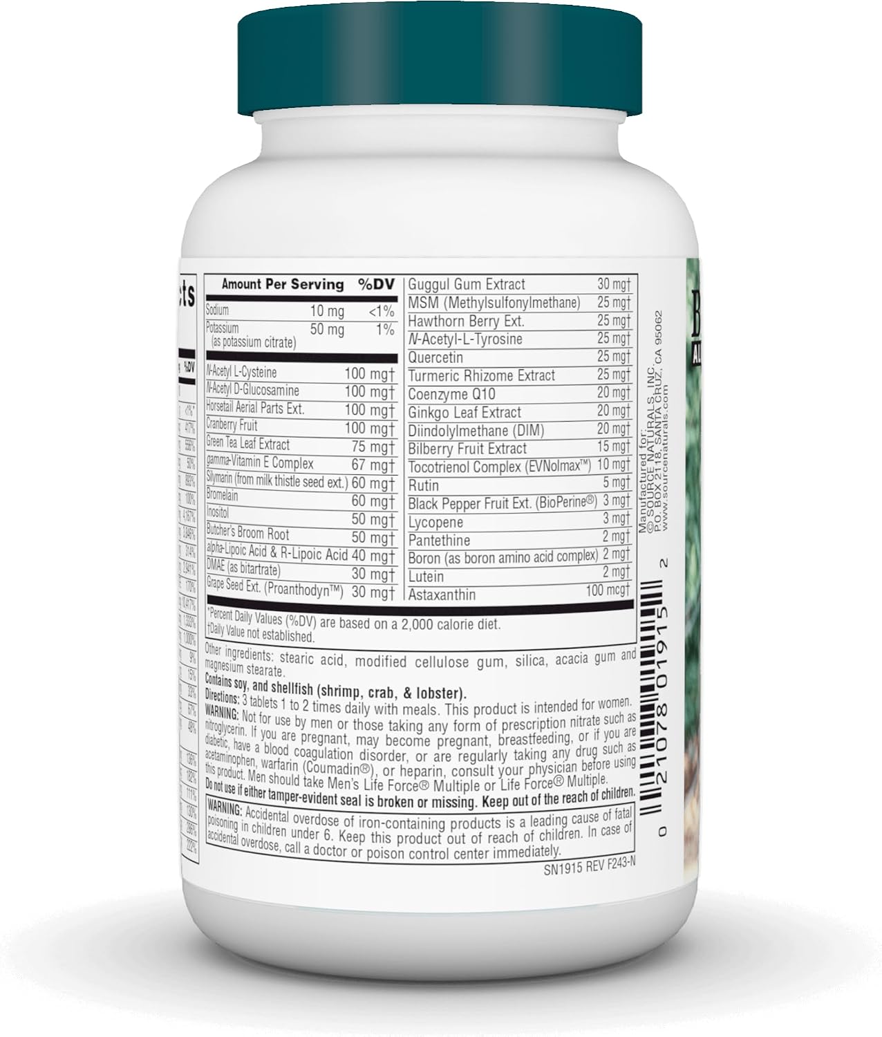 Source Naturals Women's Life Force Multiple - Daily Multivitamin & Immune Health Food Supplement (45 Tablets) - görsel 3